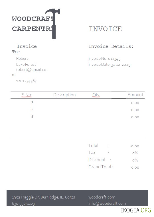 Modèle de facture de menuiserie gratuit